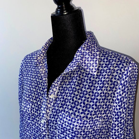 Joe Fresh Semi Sheer blue & White Shirt Medium - Picture 2 of 5